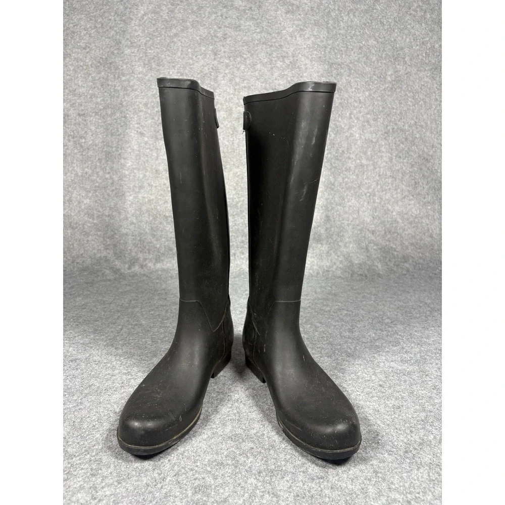 Style #17967 Tall Back Zip Rain Boots 8‎ Black Waterproof Rubber